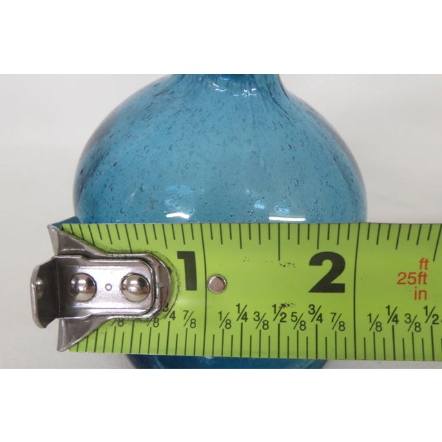 Small Aqua Blue Vase Mexican Hand Blown Art Glass With Fluted Ruffle Rim 4742b For Sale - Image 10 of 14