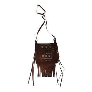 1970s Moroccan Crossbody Leather African Tuareg Bag with Fringes