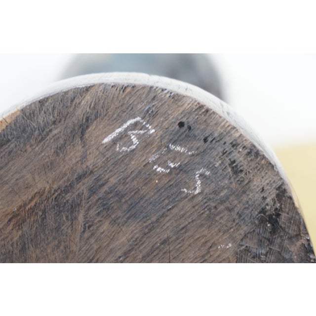 Vintage African Folk Art Carved Blackwood Tribal Warrior Head Bust Sculpture 18" For Sale - Image 13 of 14