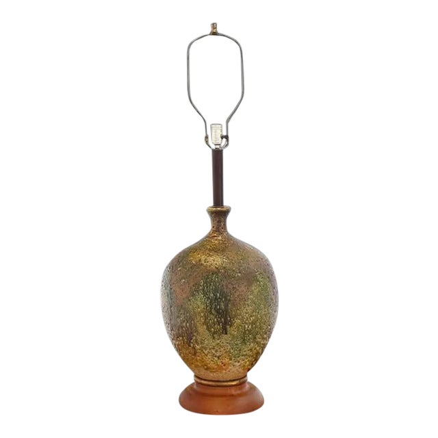 Early 20th Century Vintage Large Art Pottery Vase Shape Table Lamp For Sale