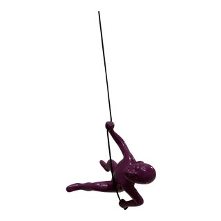 Purple Position 1 Climbing Man 3d Hanging Wall Art Sculpture For Sale