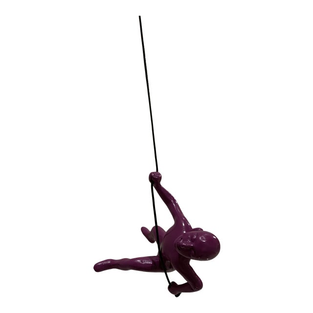 Purple Position 1 Climbing Man 3d Hanging Wall Art Sculpture For Sale