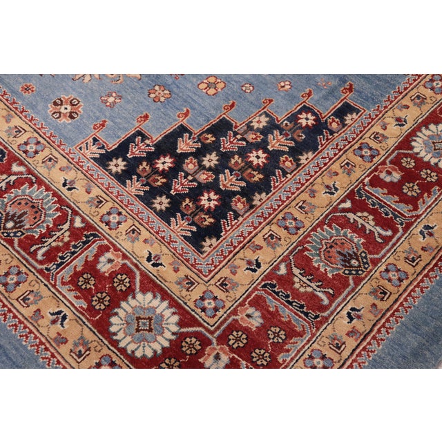 Tribal Bohemian Kazak Light Blue/Red Wool Rug - 8'0''x9'10'' For Sale - Image 3 of 10
