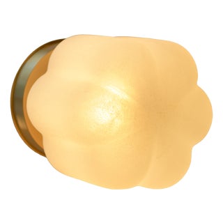 Satin Brass and Sculptural Mouth-Blown Glass Ceiling Light by Zavadski For Sale