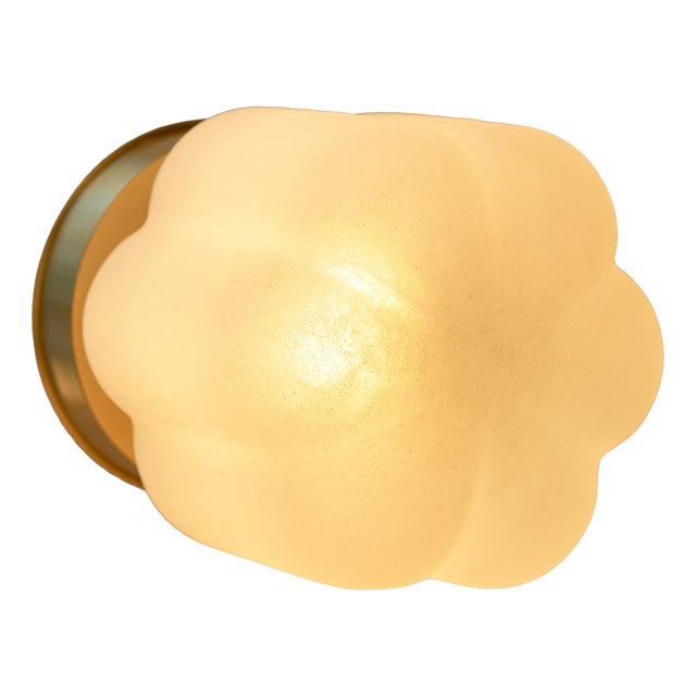 Satin Brass and Sculptural Mouth-Blown Glass Ceiling Light by Zavadski For Sale