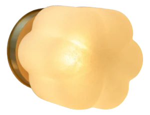 Satin Brass and Sculptural Mouth-Blown Glass Ceiling Light by Zavadski