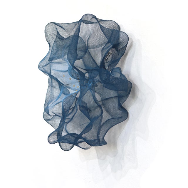 Cotton Candy Cumulus Navy Blue Gold - Abstract Three-Dimensional Wall Original Artwork by Atticus Adams For Sale In Los Angeles - Image 6 of 10