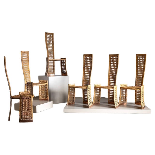 Set of Six Rattan Side Chairs, attr. to Danny Ho Fong for Tropi-Cal, Italy 1970s For Sale - Image 17 of 18