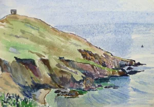 Tae, Vintage Watercolor Seascape - English Coast