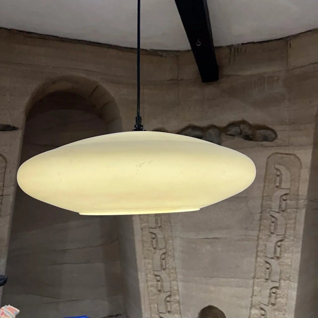 1960s Ufo Frosted Ceiling Pendant Lamp Style Stilnovo For Sale In San Diego - Image 6 of 7