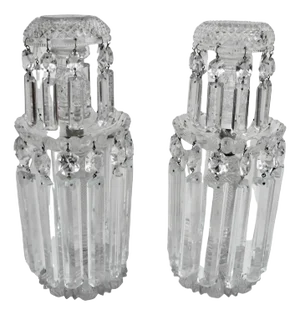 Pair English Regency Cut Crystal Candlesticks