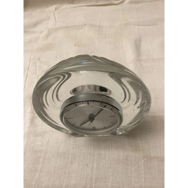 Mid-Century Modern Rare Find Vintage MGM Golden Crown Lead Crystal Desk Clock For Sale - Image 3 of 5