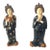 Tang Style Chinese Court Ladies in Blue Dress Ceramic Glazed Terracotta Figurines 24"h For Sale