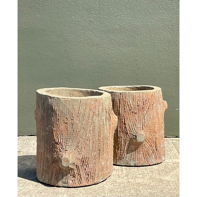 Vintage Faux Bois Concrete Planters For Sale - Image 12 of 12