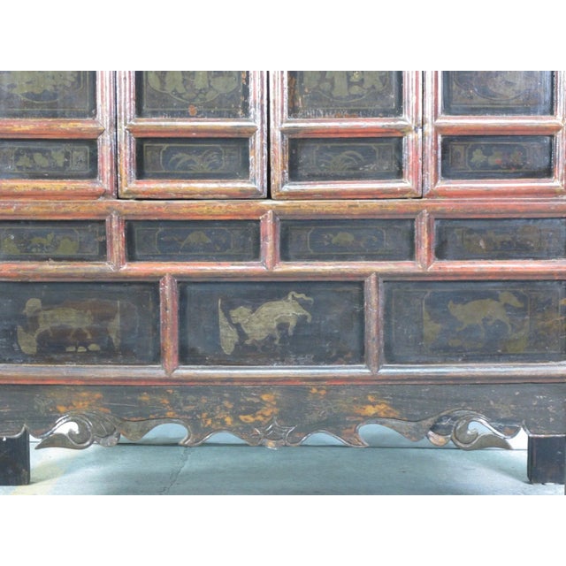 Hand Painted 80" Inch Tall Antique Chinese Cabinet For Sale - Image 10 of 12