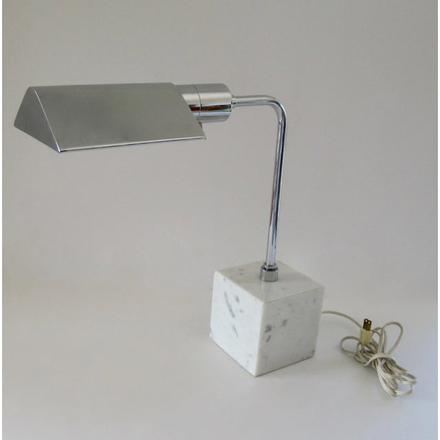 Vintage Mid-Century Koch & Lowy Chrome Table/Desk Lamp on Carrera Marble Square Base For Sale - Image 12 of 12