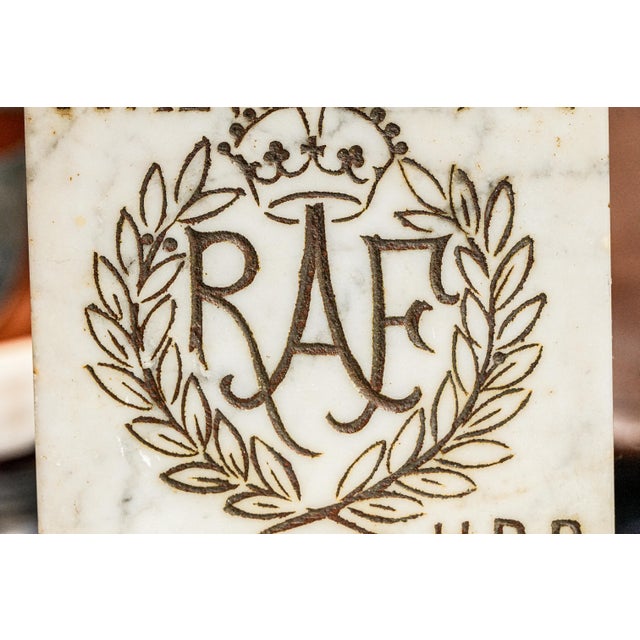 1940s Fascinating Royal Air Force Raf World War II Antique Marble Desk Pen Stand For Sale - Image 5 of 11