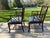 Air of Baker Chinoiserie Lacquered Lounge Chairs With Geometric Lattice Backs & Upholstered Seats For Sale - Image 12 of 18