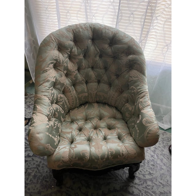 French Late 19th Century Antique French Chair Upholstered in Scalamandre Silk Damask For Sale - Image 3 of 10