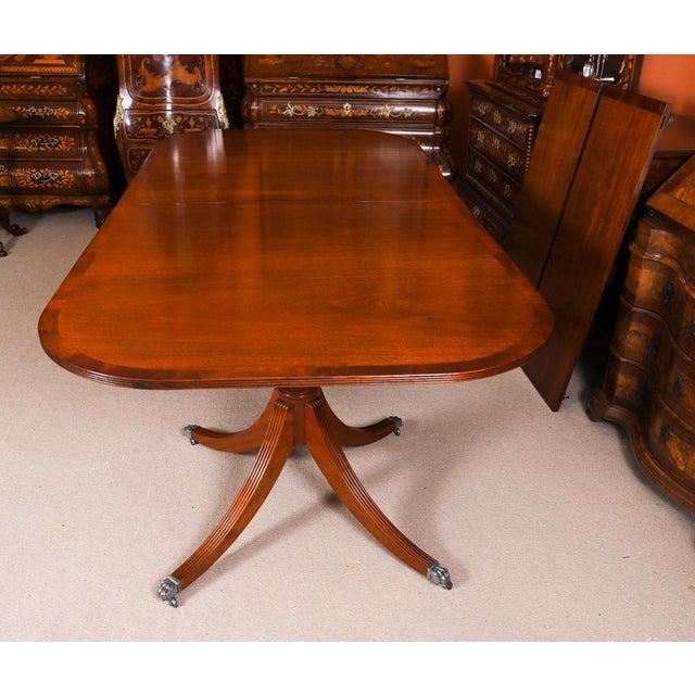 Vintage Regency Revival Triple Pillar Dining Table and Chairs, Set of 17 For Sale - Image 4 of 18