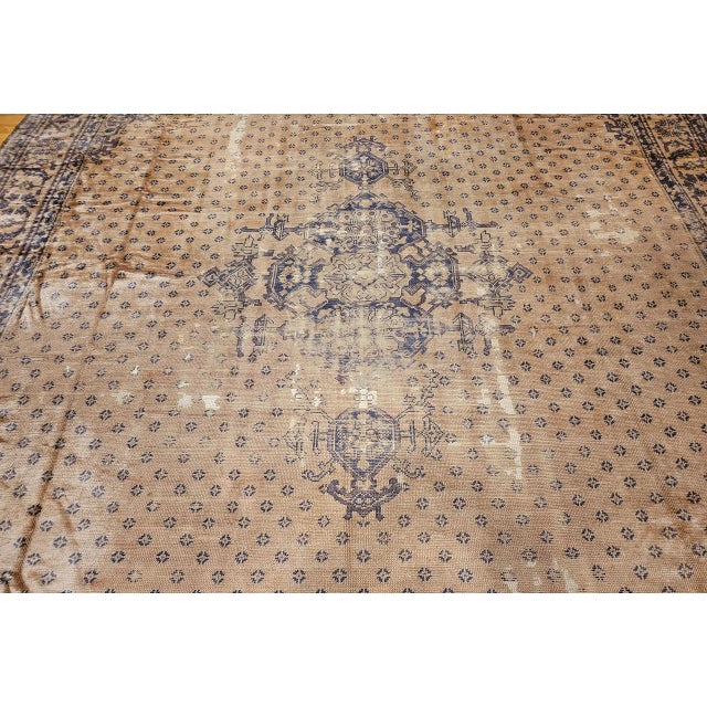 Vintage Turkish Oushak Rug, Hand-Knotted Wool, Geometric Design, Camelhair, 15' X 18' For Sale - Image 12 of 18