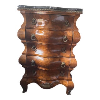 Italian 19th Century Rococo Style Walnut Bombe Dresser For Sale
