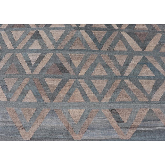 Textile Modern Geometric Design Hand-Woven Kilim Rug by Keivan Woven Arts, 9'2 X 11'7 For Sale - Image 7 of 13