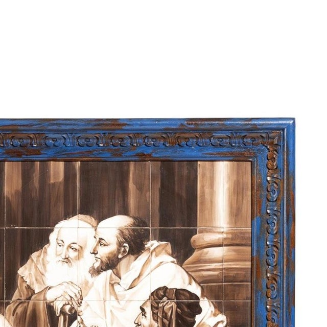Earthenware Alleluia Forty-Tile Panel Depicting Jesus Among the Doctors of the Temple For Sale - Image 4 of 6