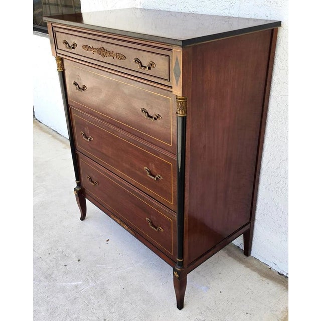 Rway Mid Century French Empire Highboy Dresser For Sale In Miami - Image 6 of 18