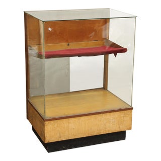 1950s Glass Front Wooden Retail Showcase For Sale