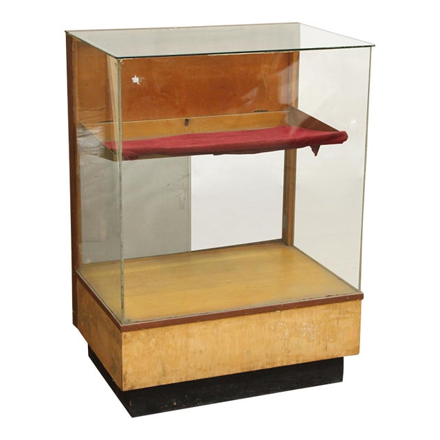 1950s Glass Front Wooden Retail Showcase For Sale