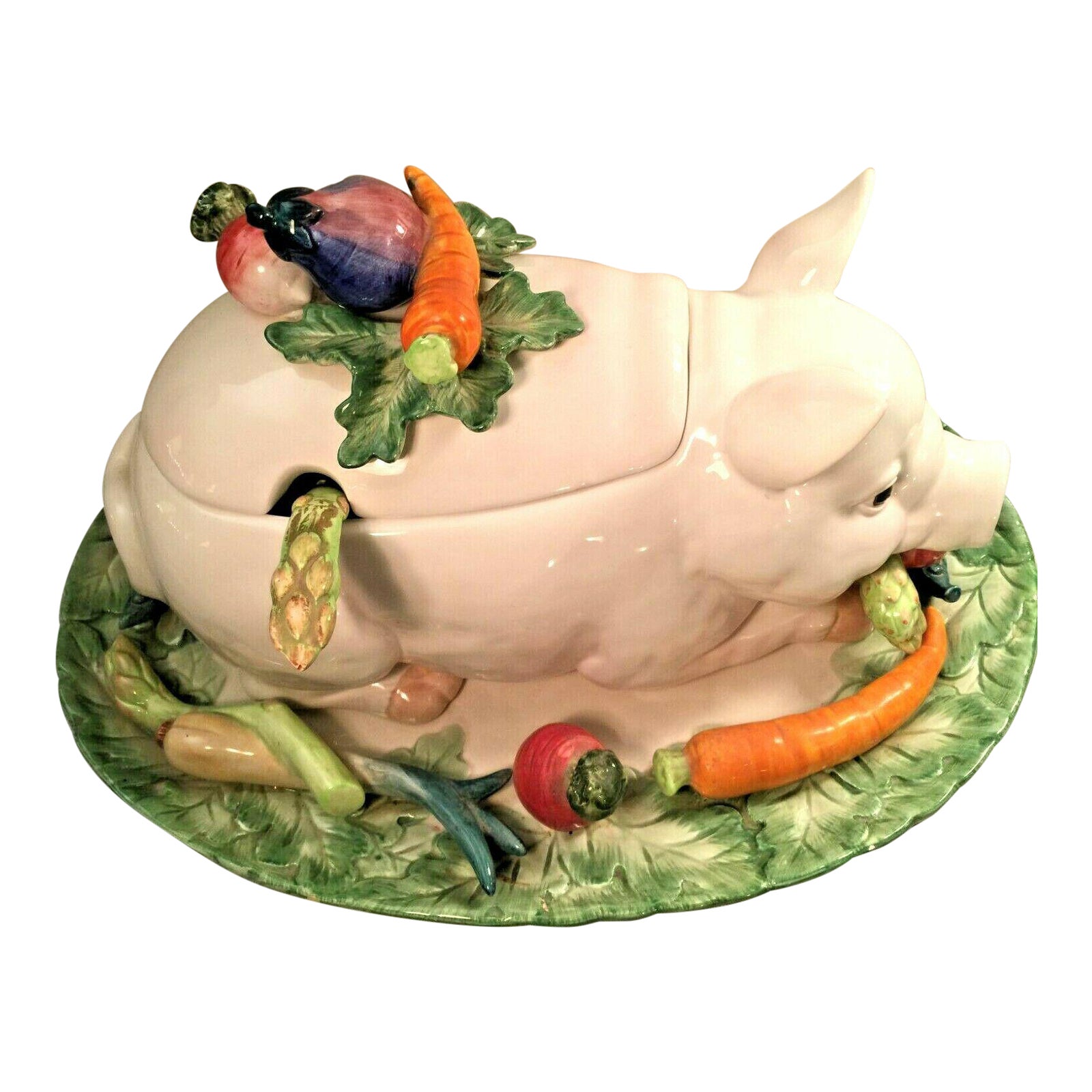 Fitz and Floyd Pig With Vegetables for Peace Ceramic Soup Tureen Chairish