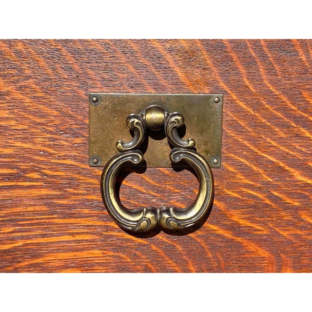 Brown Early 20th Century Antique Arts & Crafts Mission Oak Sideboard Buffet With Mirrored Gallery For Sale - Image 8 of 12