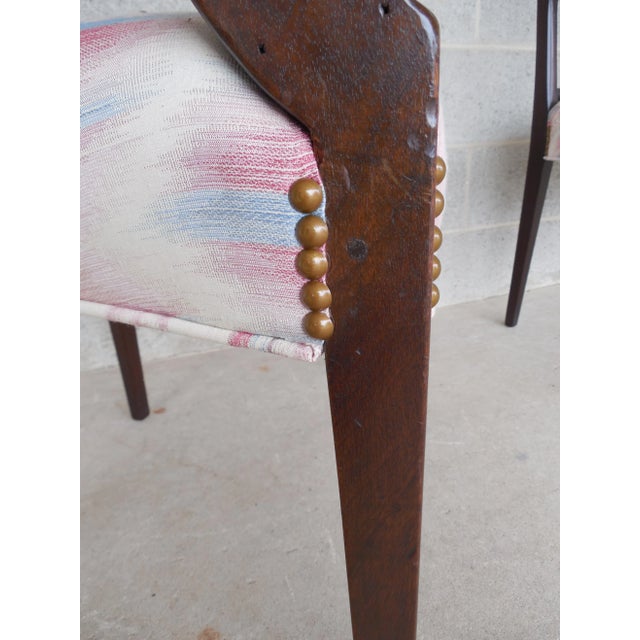 Antique Edwardian / Hepplewhite Style Mahogany Arm Chairs 19th Century - a Pair For Sale - Image 5 of 11