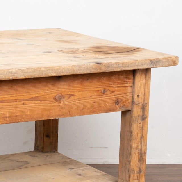 Late 19th Century Hungarian Pine Work Table or Kitchen Island With Lower Shelf For Sale - Image 10 of 14