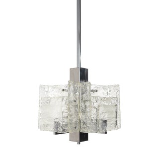 Vintage Chandelier in Chromed Metal and Glass, 1970s For Sale