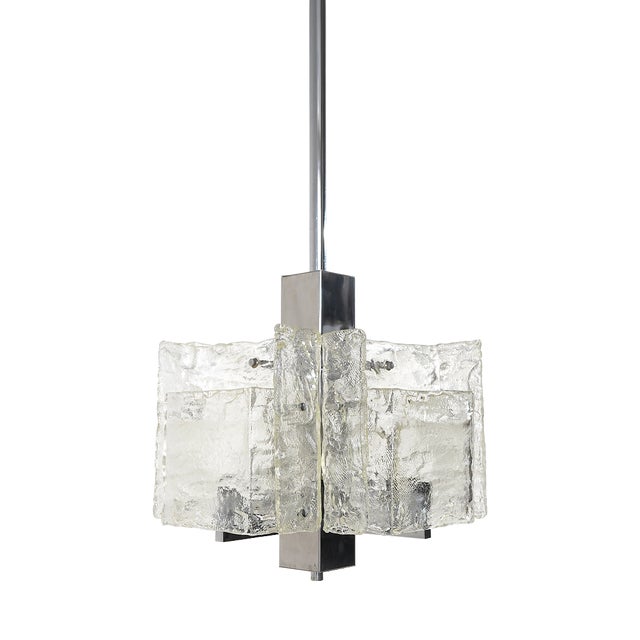 Vintage Chandelier in Chromed Metal and Glass, 1970s For Sale