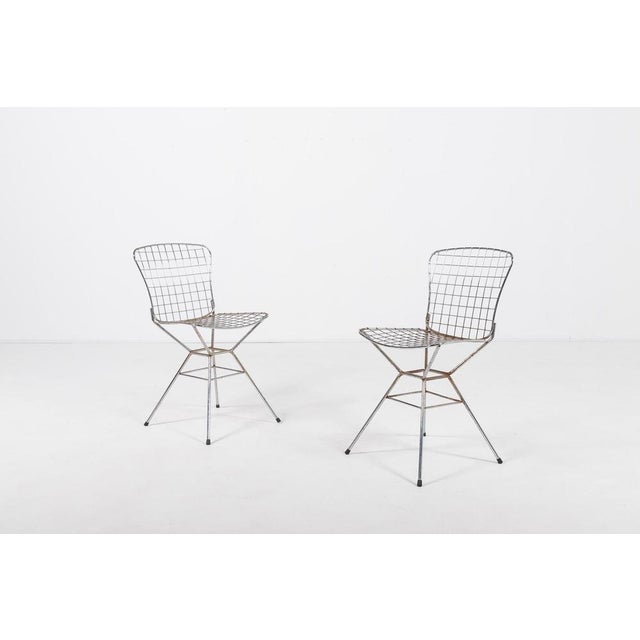 Gray Set of Vintage Italian Architectural Steel Wire Chairs, 1970s For Sale - Image 8 of 8