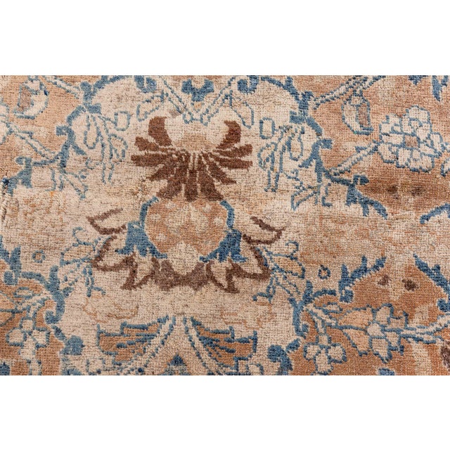 Antique Persian Meshad Botanic, Blue, Brown Hand Knotted Wool Rug For Sale In New York - Image 6 of 11