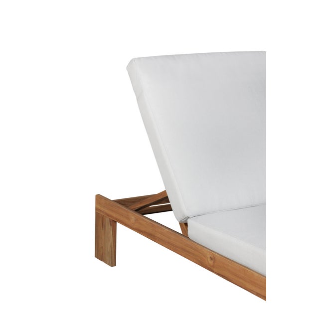 Paradiso Outdoor Teak Chaise - Light Gray Fabric For Sale In Chicago - Image 6 of 11