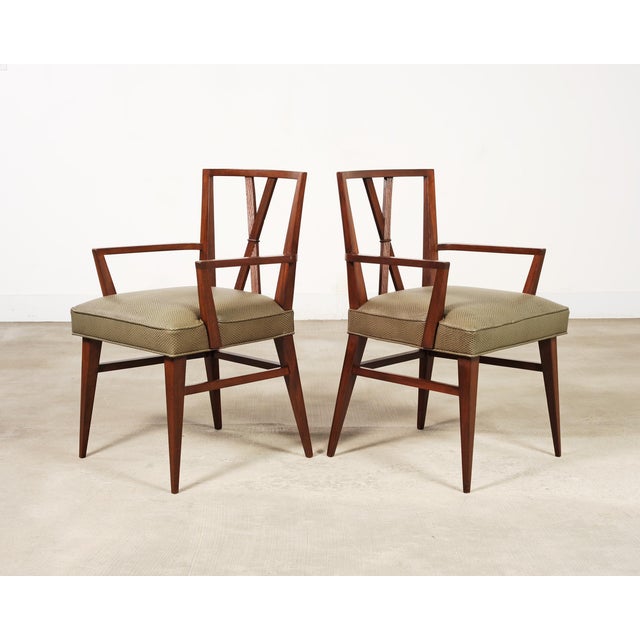 Set of Eight Tommi Parzinger X-Back Mahogany Dining Chairs For Sale - Image 12 of 18