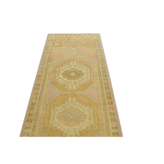 Modern Turkish Oushak Rug 3'2" x 11'11" For Sale - Image 4 of 6