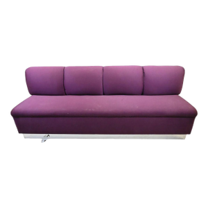 Upholstered Aubergine Banquette With Chrome Detail