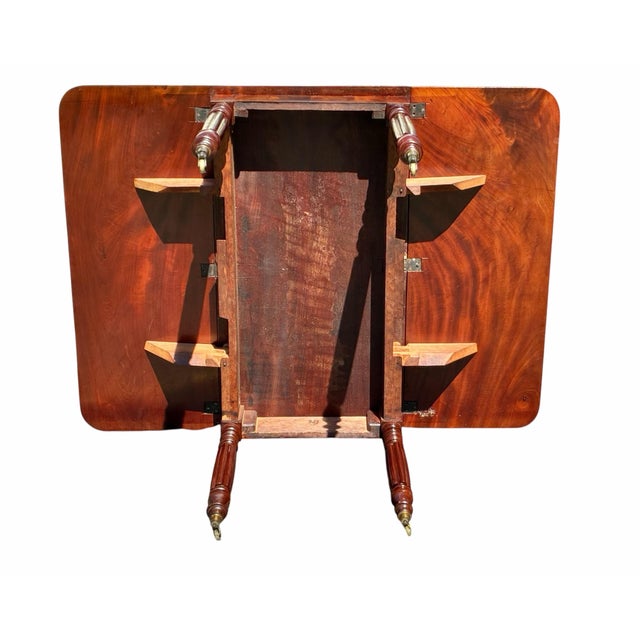 Antique Mahogany Drop Leaf Dining Table With Reed Carved Legs Boston For Sale - Image 12 of 12