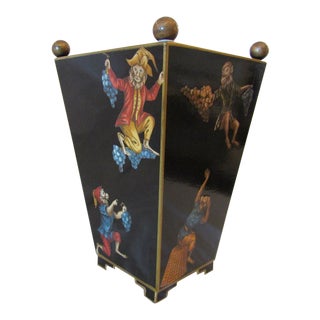 "Monkey Business" Lacquered Waste Can / Umbrella Holder For Sale