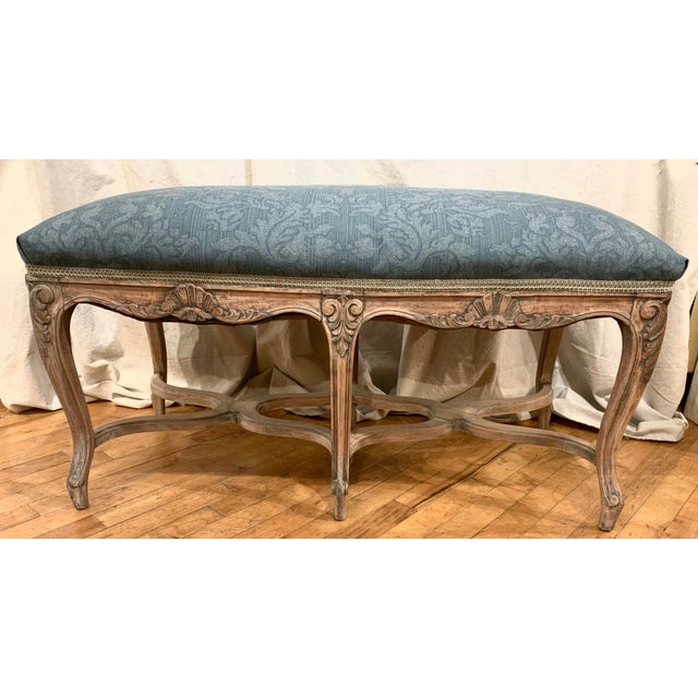 Vintage Louis XV Style Upholstered Window Bench For Sale - Image 4 of 12