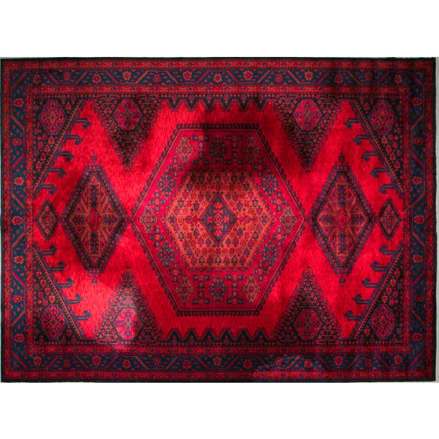 Middle Eastern Rug in Tribal Red Blue Wool, 1950s For Sale - Image 10 of 10
