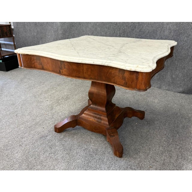 19th Century Flamed Mahogany Marble Top Center Table For Sale - Image 10 of 11