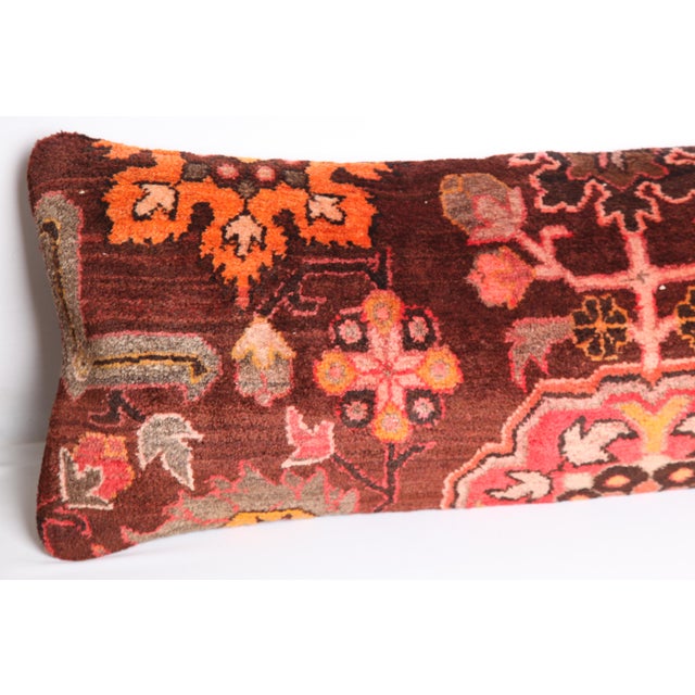 Mid 20th Century Vintage Oriental Motif Lumbar Cushion Cover -16'' X 53'' For Sale - Image 5 of 12