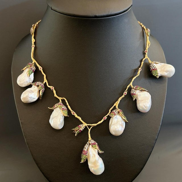 Bochic "Capri" Vintage South Sea Pearl, Ruby & Multi Gem Necklace Set in 18K For Sale - Image 18 of 18